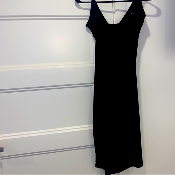 Black Asymmetrical Body-con Mini Dress - Picture 5 of 7